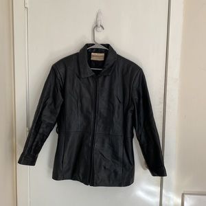 Vintage black leather jacket size M